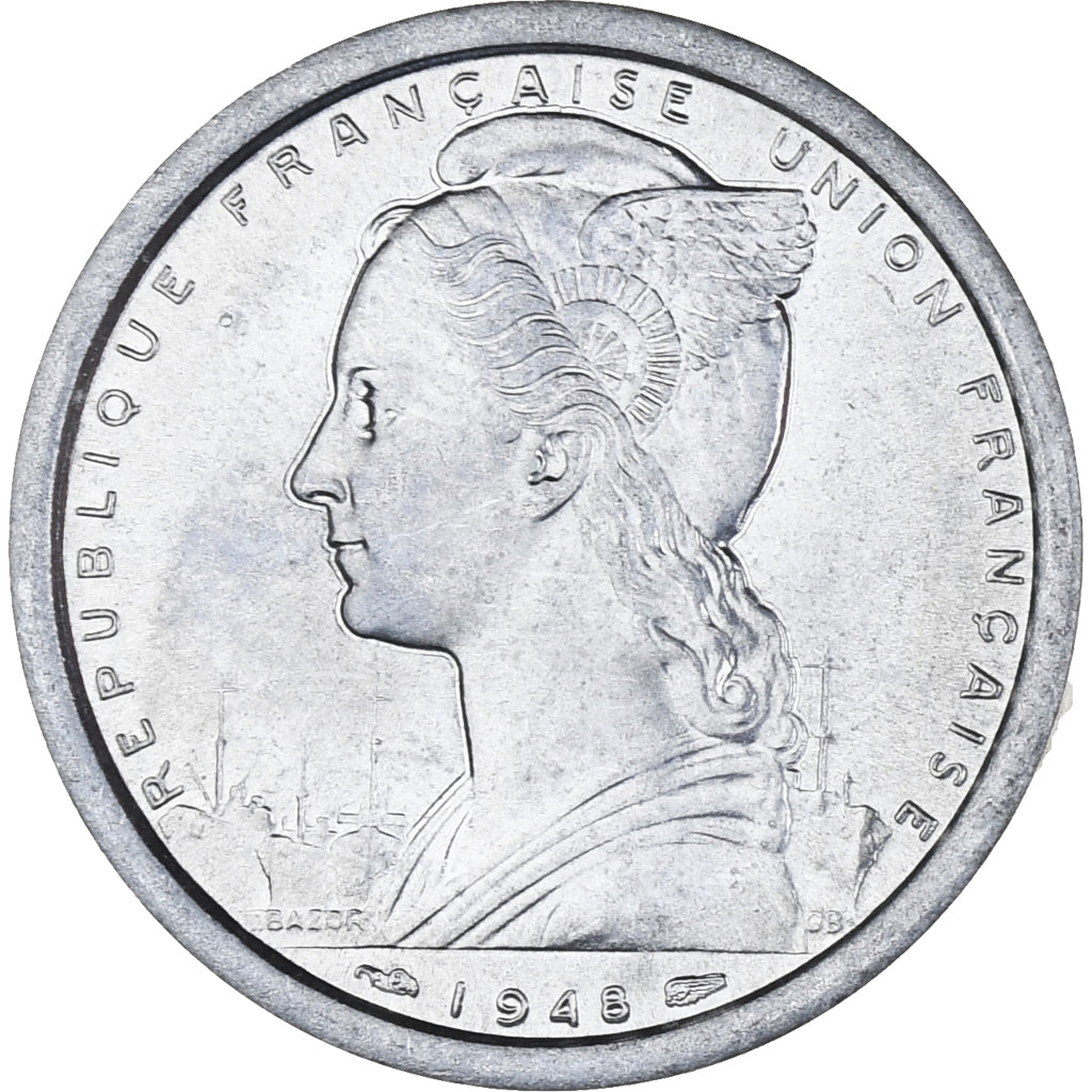 Coin, SAINT PIERRE & MIQUELON, 2 Francs, 1948, Paris, AU(55-58), Aluminum, KM:2