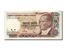 Turkey, 5000 Lira, 1990, KM #198, AU(55-58), I