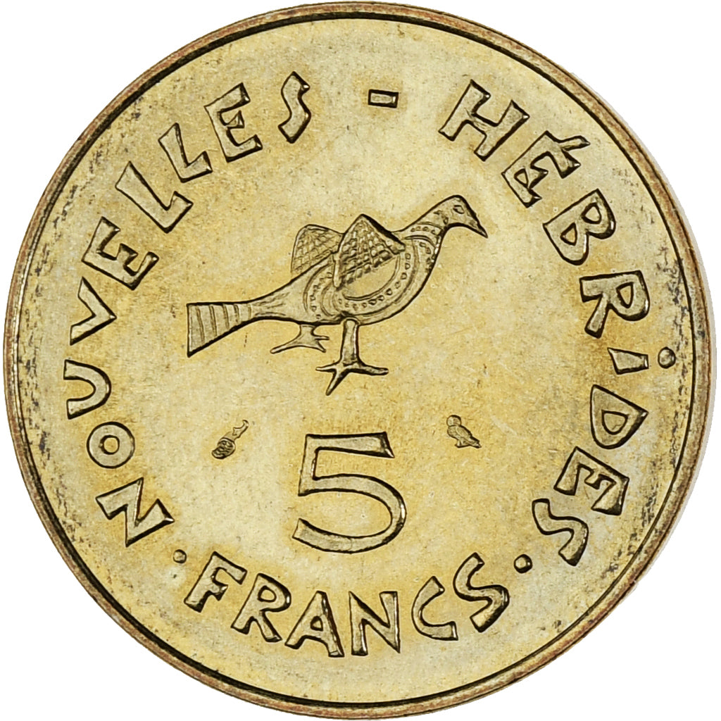 Moneta, Nuove Ebridi, 5 Francs, 1970, Paris, SPL-, Nichel-ottone, KM:6.1