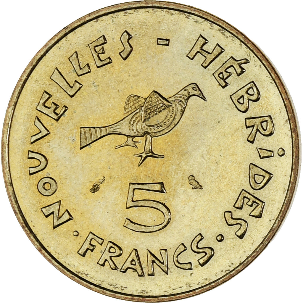Moneta, Nuove Ebridi, 5 Francs, 1970, Paris, SPL-, Nichel-ottone, KM:6.1