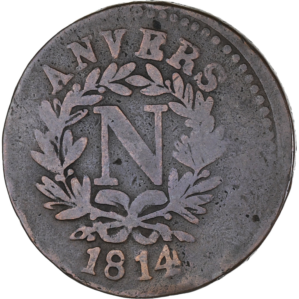Coin, FRENCH STATES, ANTWERP, 5 Centimes, 1814, VF(20-25), Bronze, KM:2.1