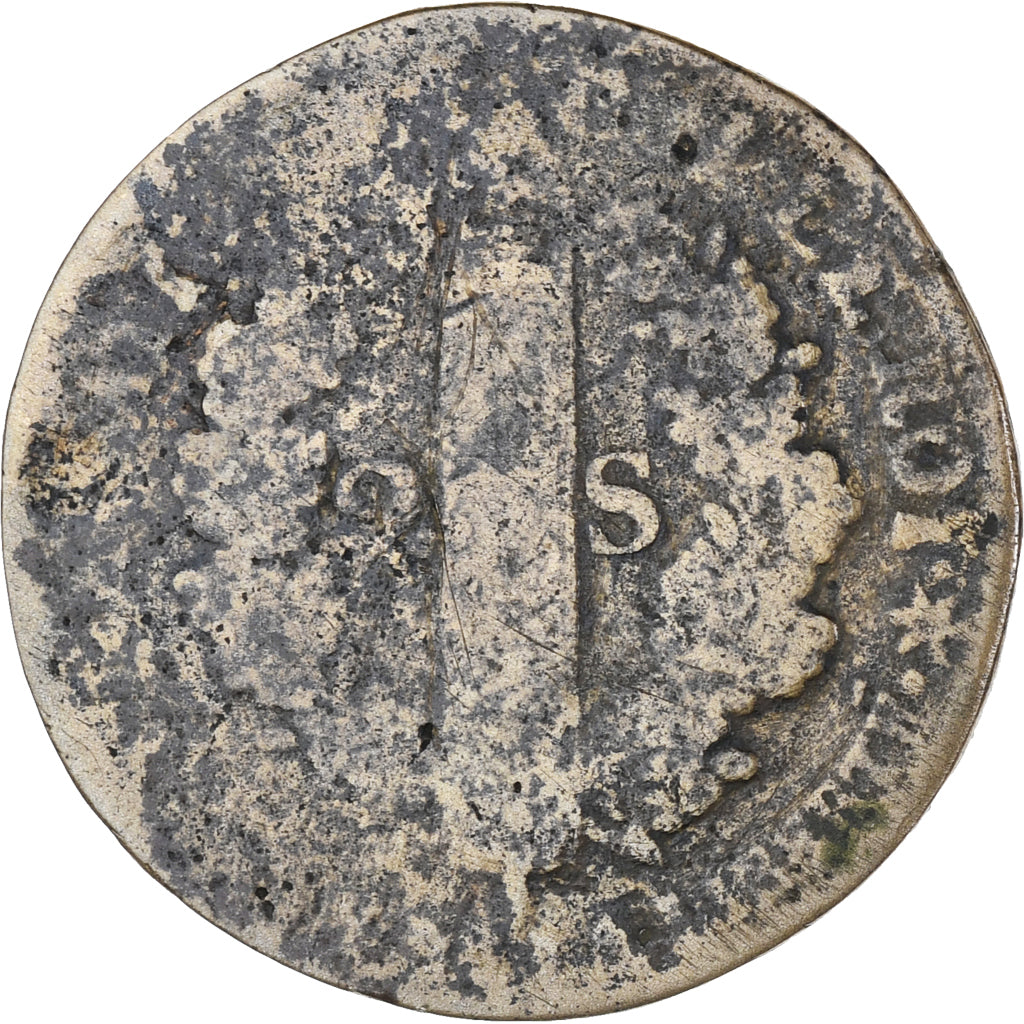 Frankreich, Louis XVI, 2 Sols, 1793, Strasbourg, SGE+, Bronze, KM:612