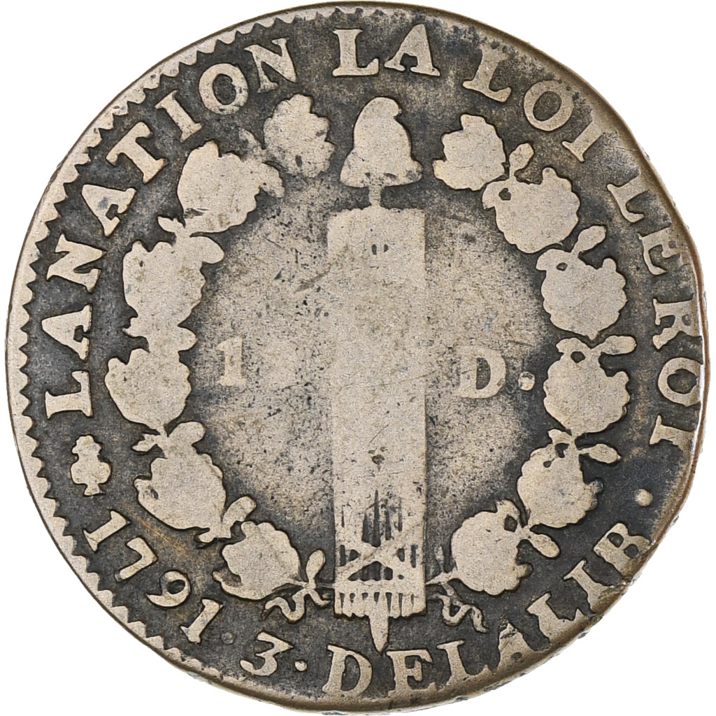 Munten, Frankrijk, 12 deniers françois, 12 Deniers, 1793, Paris, FR+, Bronzen