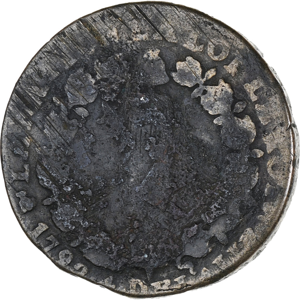 França, Louis XVI, 12 Deniers, 1792, Nantes, VG(8-10), Bronze
