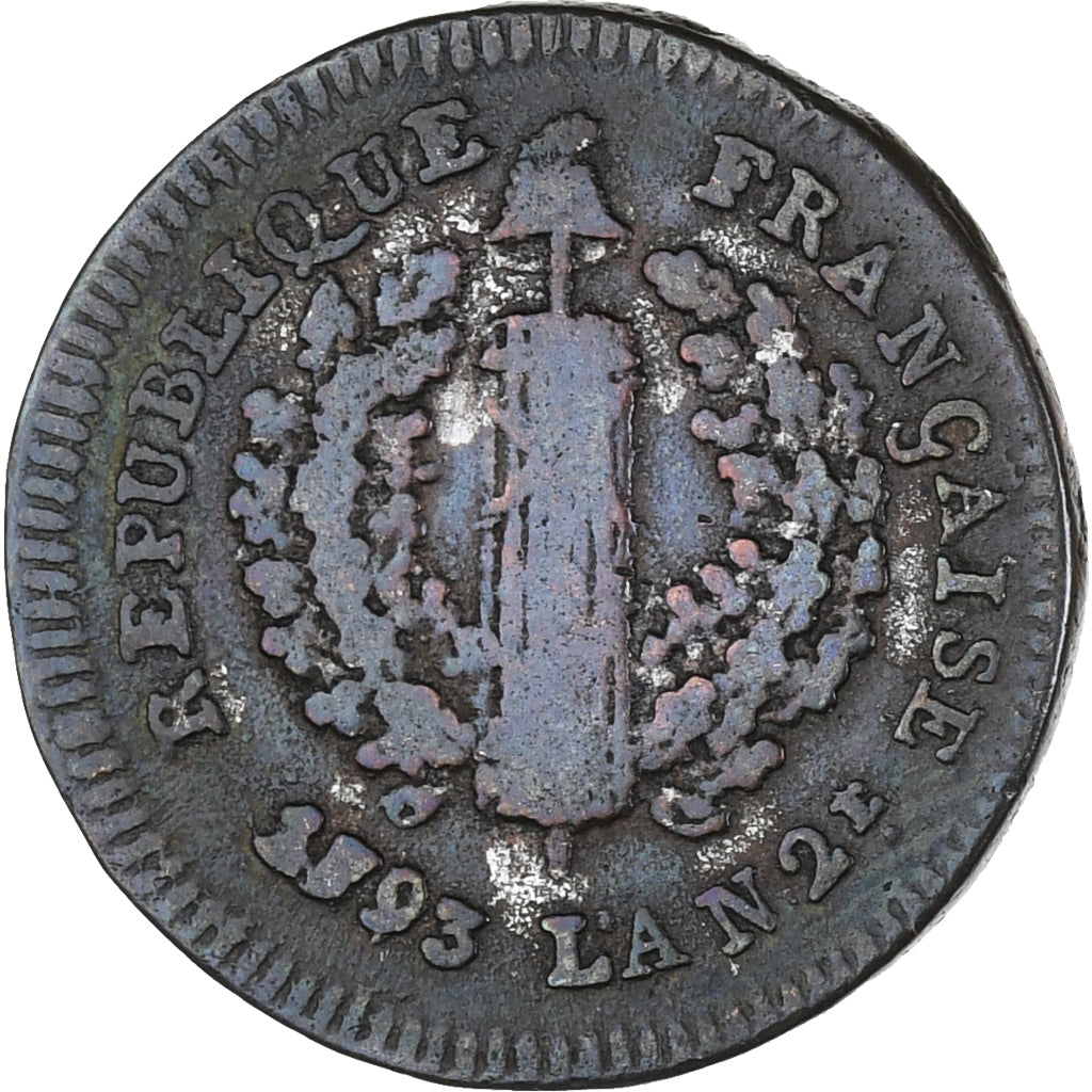 Münze, Frankreich, 2 Sols, 1793, S+, Bronze, Gadoury:66