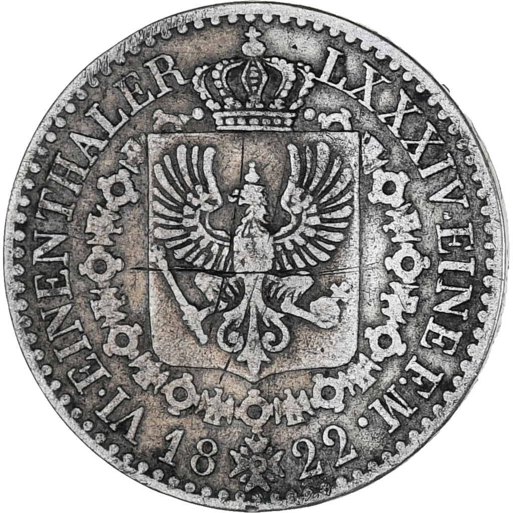 Coin, German States, PRUSSIA, Friedrich Wilhelm III, 1/6 Thaler, 1822