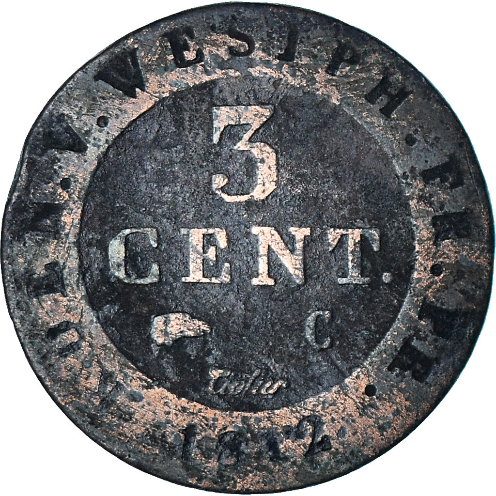 Coin, German States, WESTPHALIA, Jerome, 3 Centimes, 1812, VF(20-25), Copper