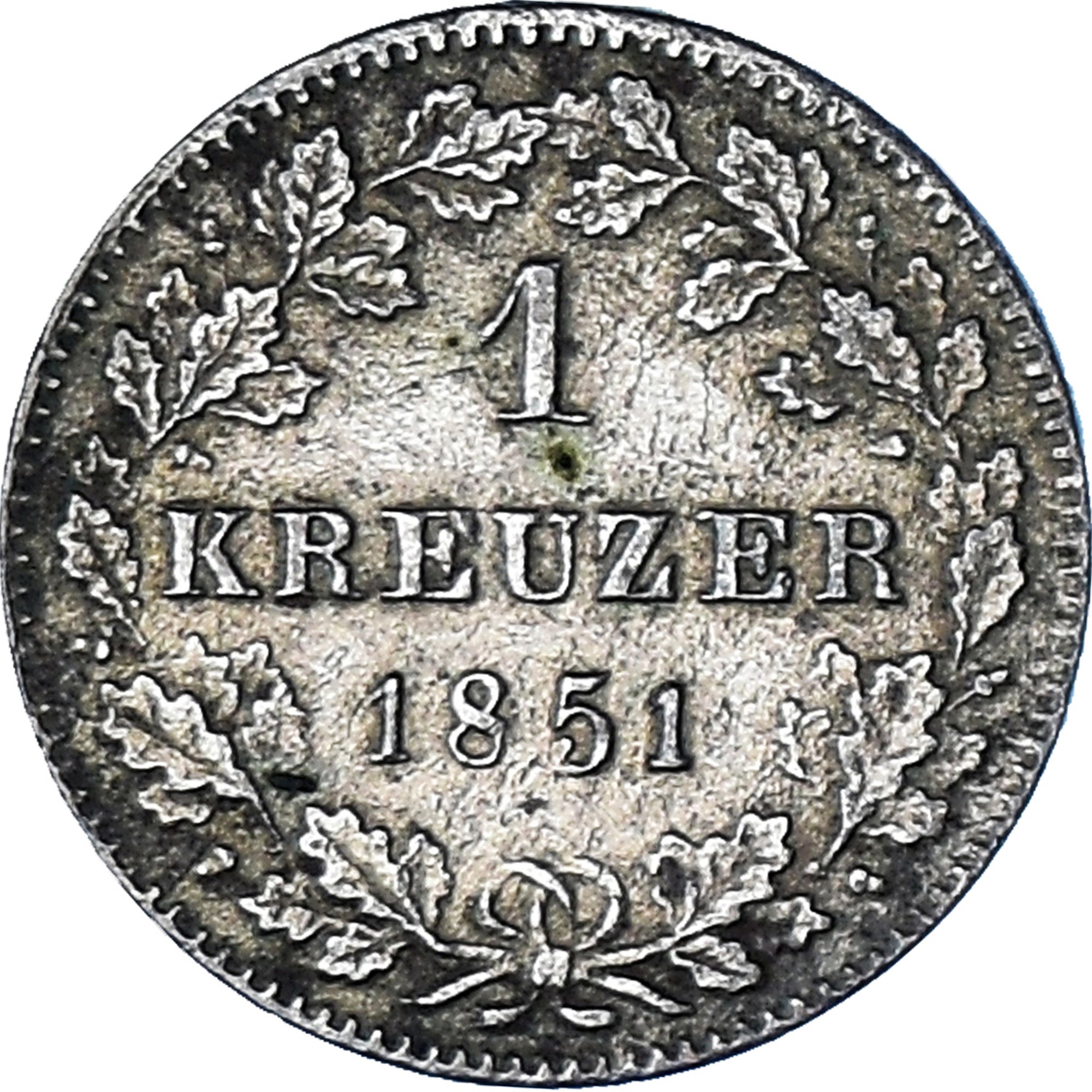 Moneta, Stati tedeschi, WURTTEMBERG, Wilhelm I, Kreuzer, 1851, BB, Argento