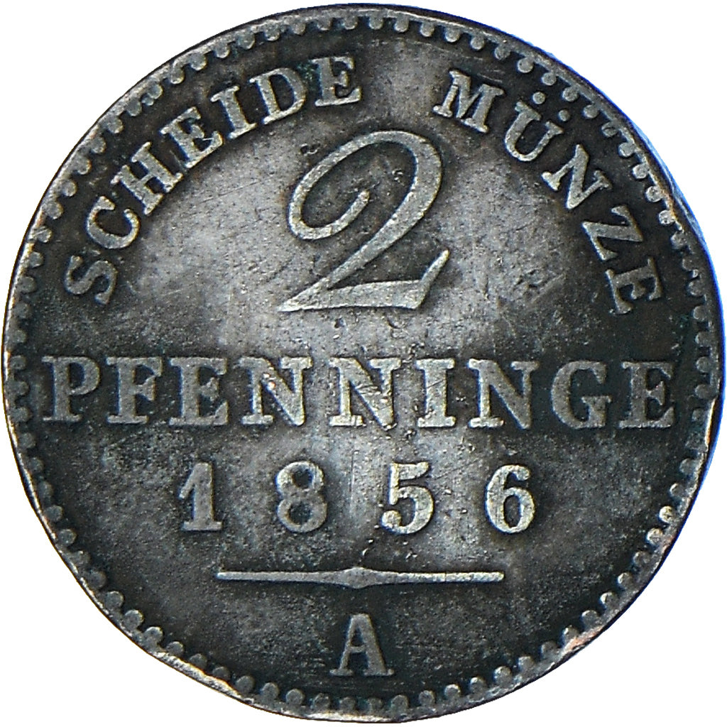 Moeda, Estados Alemães, PRUSSIA, Friedrich Wilhelm IV, 2 Pfennig, 1856
