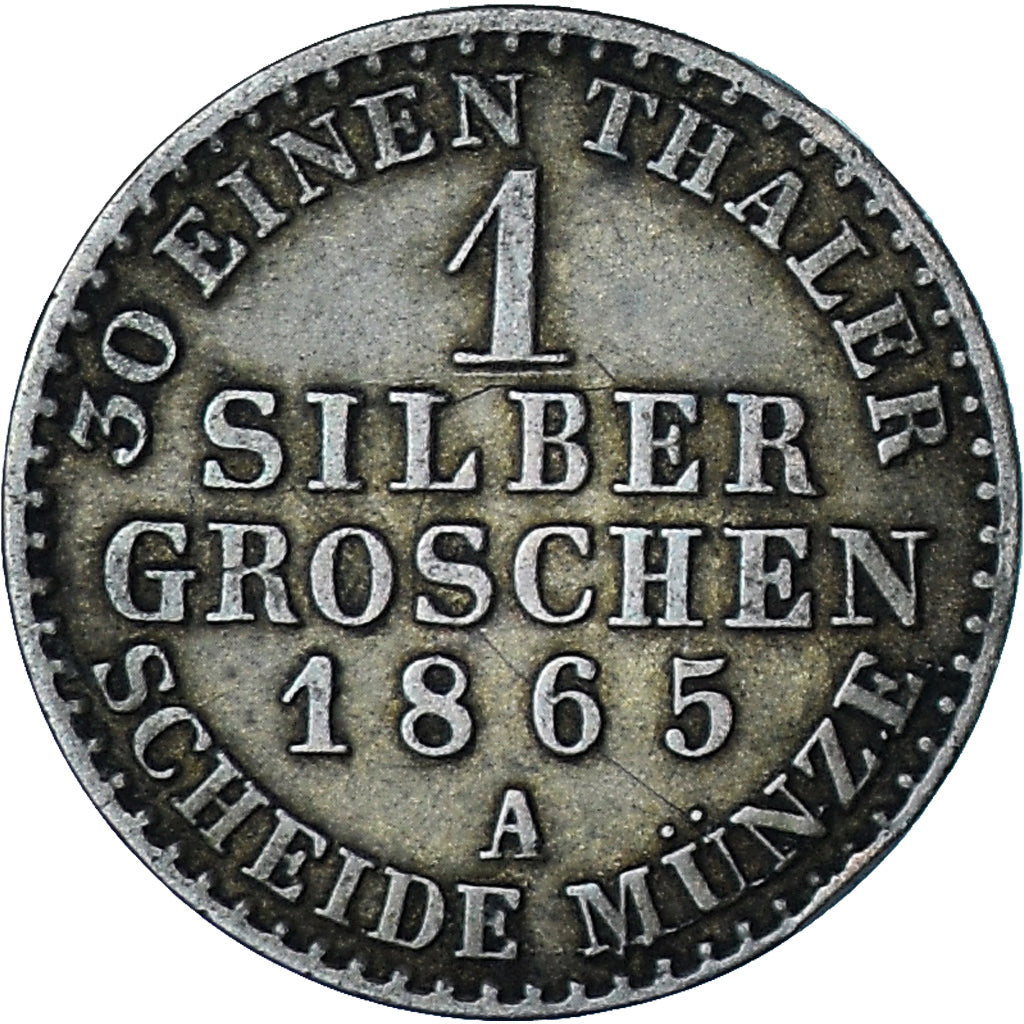 Moneta, Landy niemieckie, PRUSSIA, Wilhelm I, Groschen, 1865, EF(40-45), Srebro