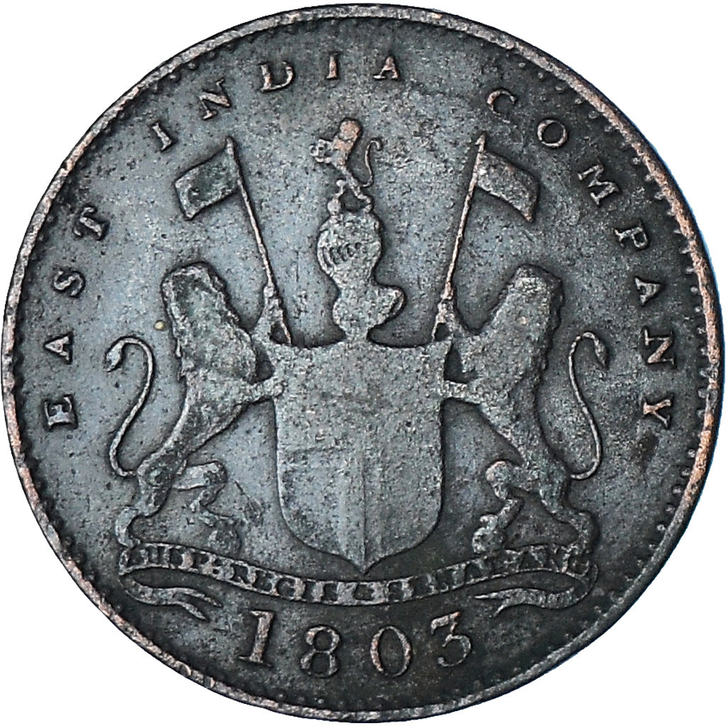 Monnaie, Inde britannique, MADRAS PRESIDENCY, 5 Cash, 1 Falus, 1803, Soho Mint