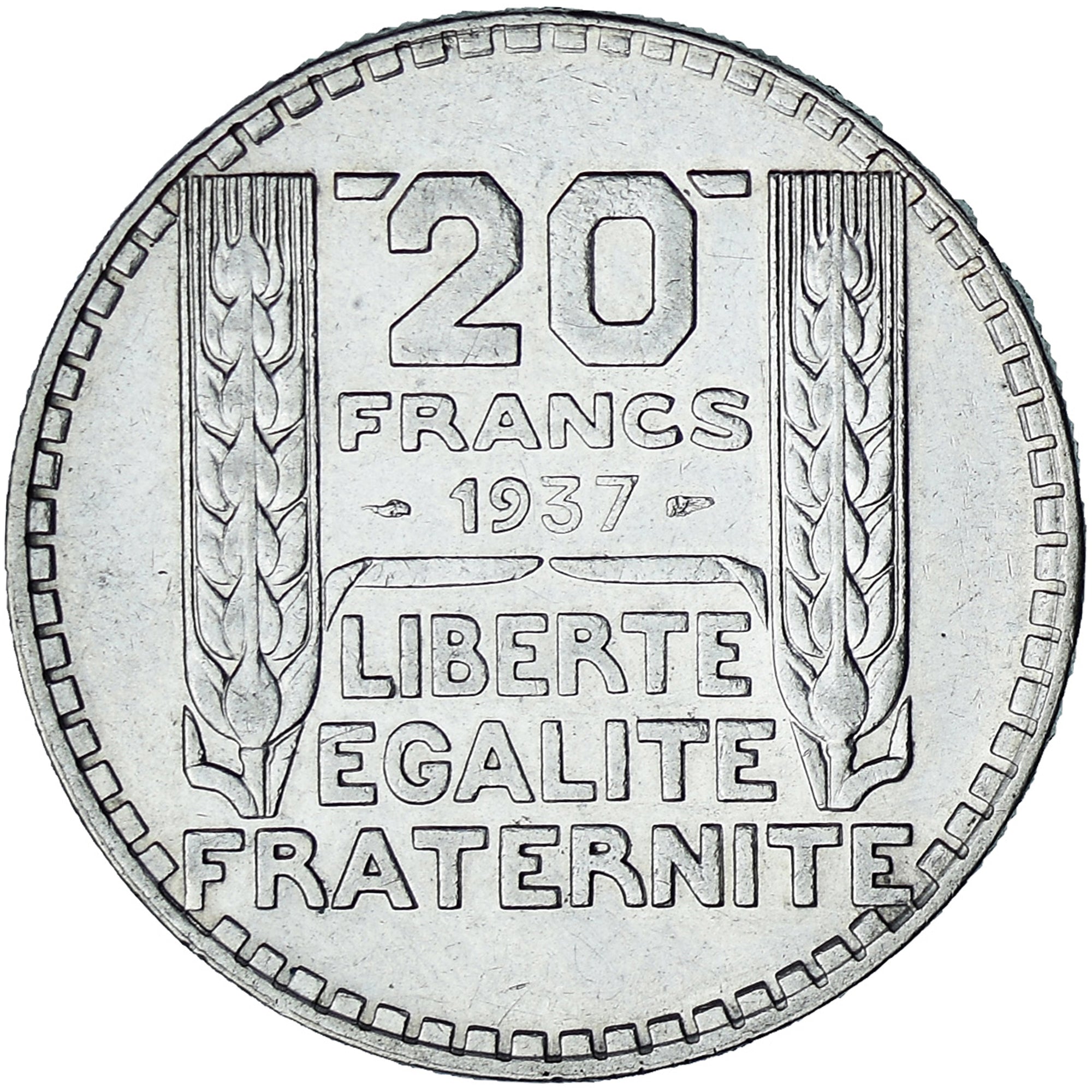 Moneda, Francia, Turin, 20 Francs, 1937, Paris, EBC, Plata, KM:879