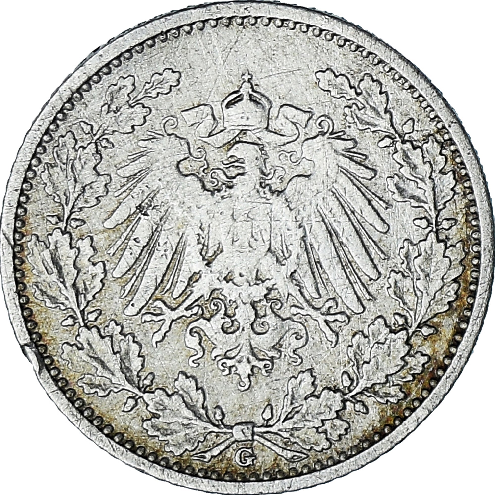 Coin, GERMANY - EMPIRE, 1/2 Mark, 1905, AU(50-53), Silver, KM:17