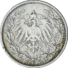 Coin, GERMANY - EMPIRE, 1/2 Mark, 1905, AU(50-53), Silver, KM:17