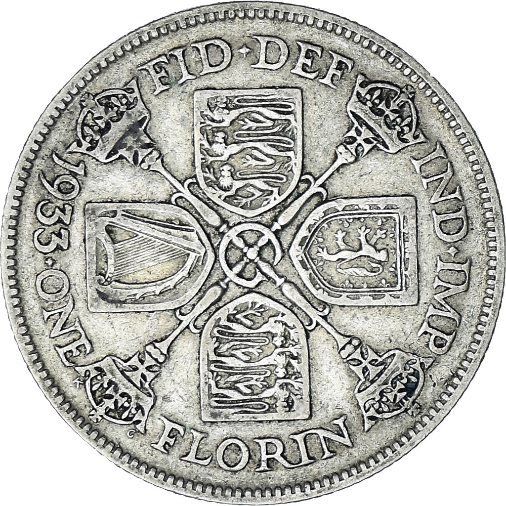 Gran Bretagna, George V, Florin, Two Shillings, 1933, BB, Argento, KM:834