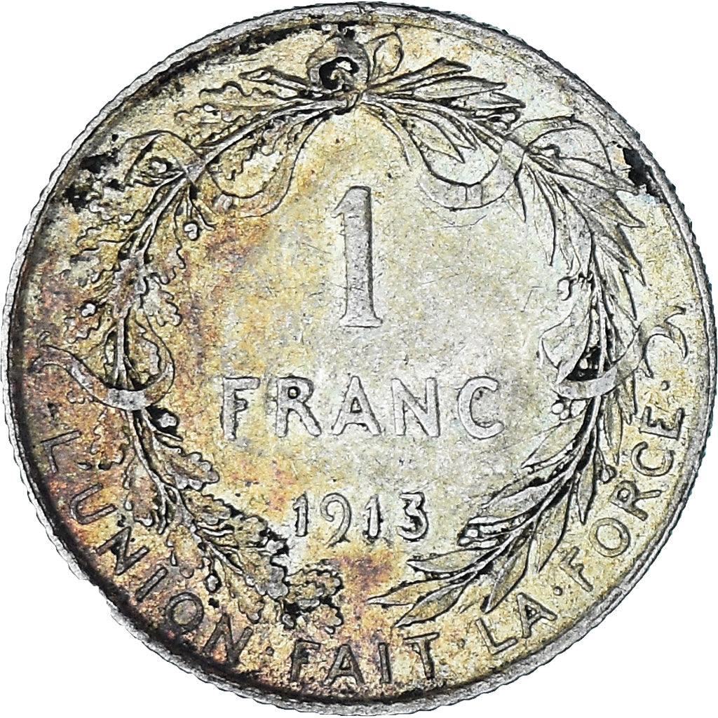 Moneta, Belgia, Franc, 1913, EF(40-45), Srebro, KM:72