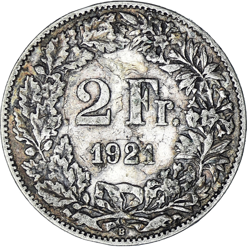 Coin, Switzerland, 2 Francs, 1921, Bern, EF(40-45), Silver, KM:21