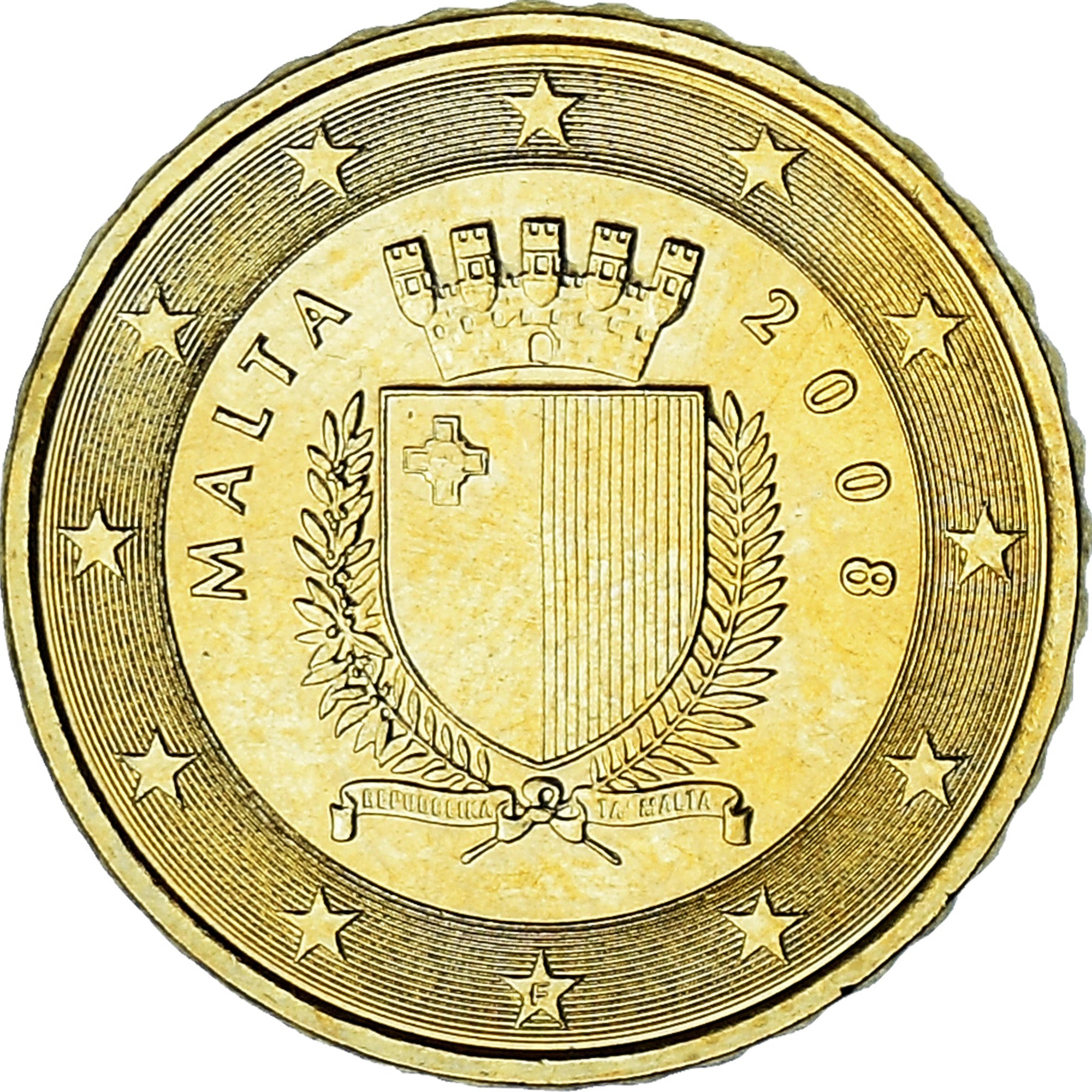 Malta, 10 Euro Cent, 2008, Paris, UNC, Tin, KM:128
