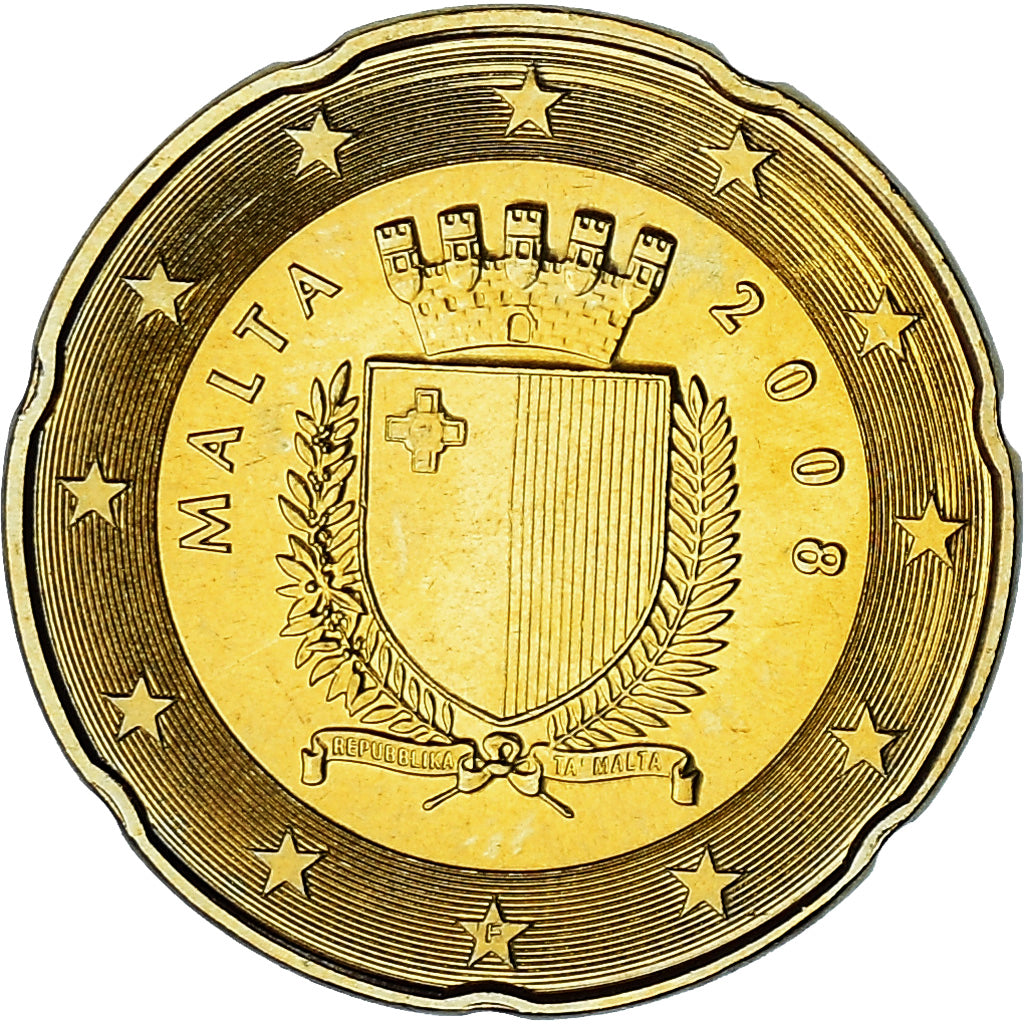 Malta, 20 Euro Cent, 2008, Paris, UNC, Tin, KM:129
