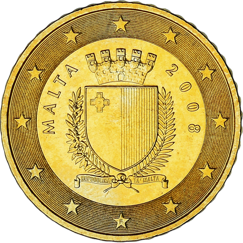 Malta, 50 Euro Cent, 2008, Paris, MS(64), Brass, KM:130