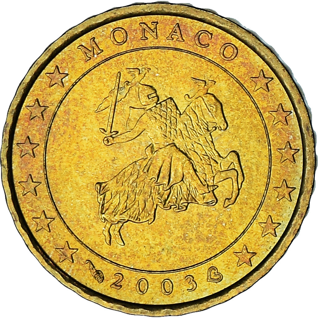 Monaco, Rainier III, 10 Euro Cent, 2003, Paris, MS(63), Brass, KM:170