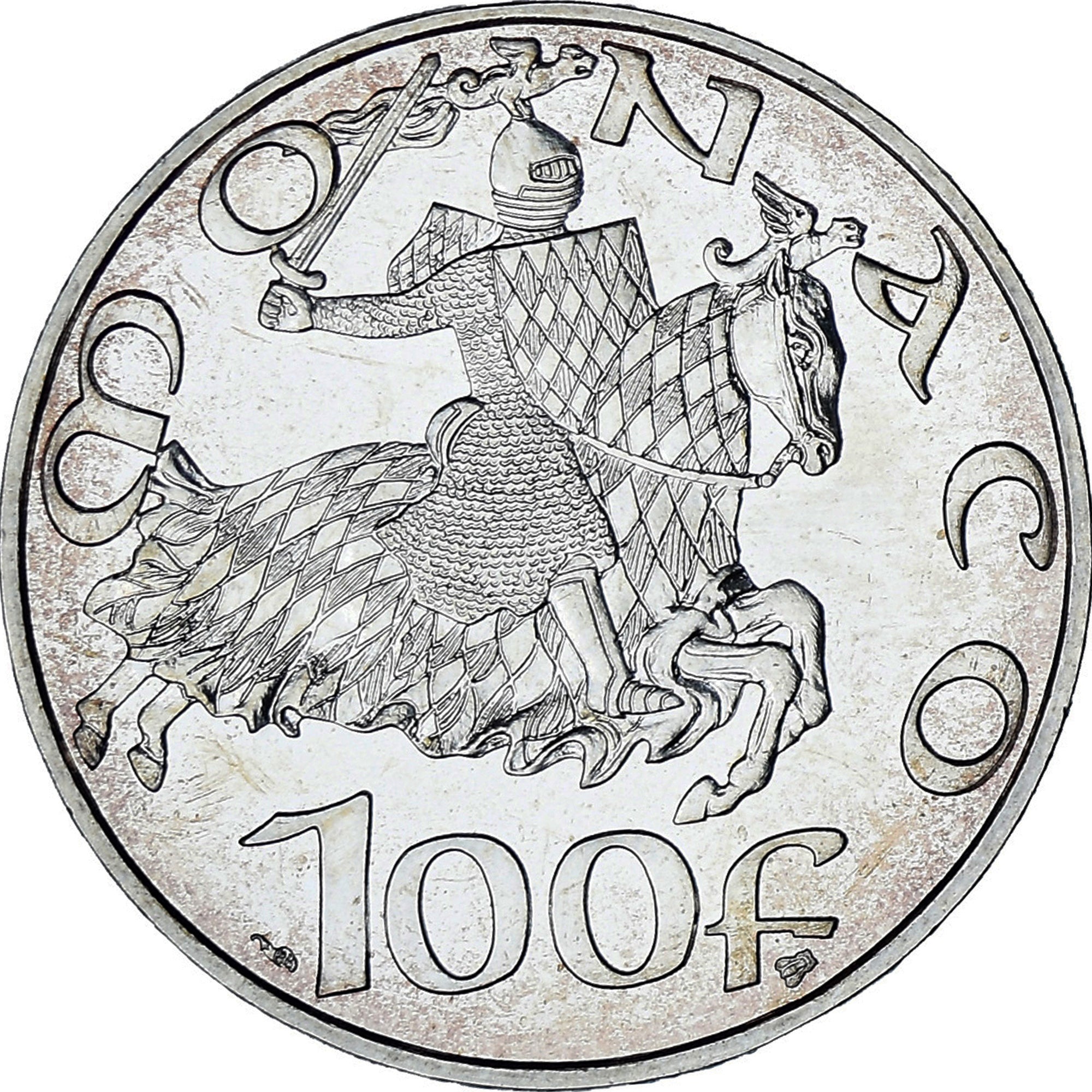Coin, Monaco, Rainier III, 100 Francs, 1997, Paris, MS(63), Silver, KM:176