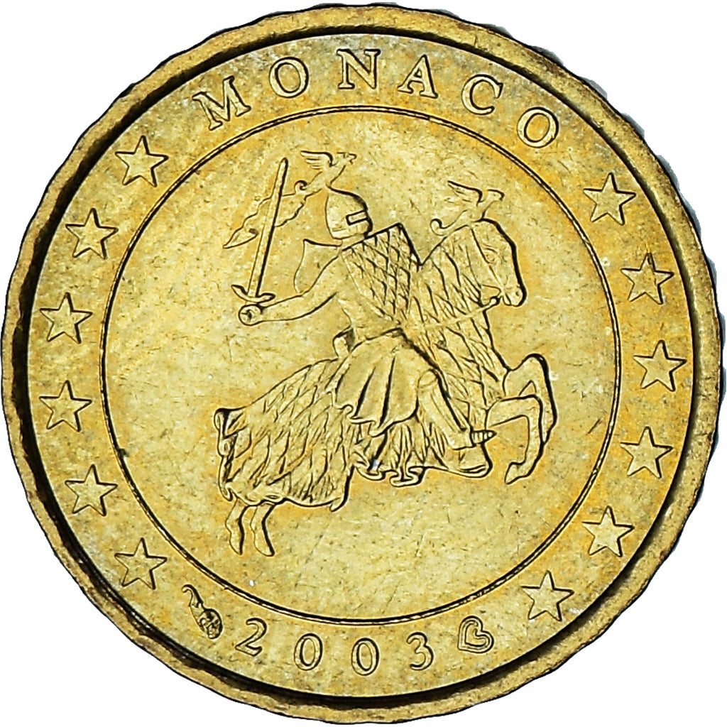 Monaco, Rainier III, 10 Euro Cent, 2003, Paris, AU(55-58), Brass, KM:170
