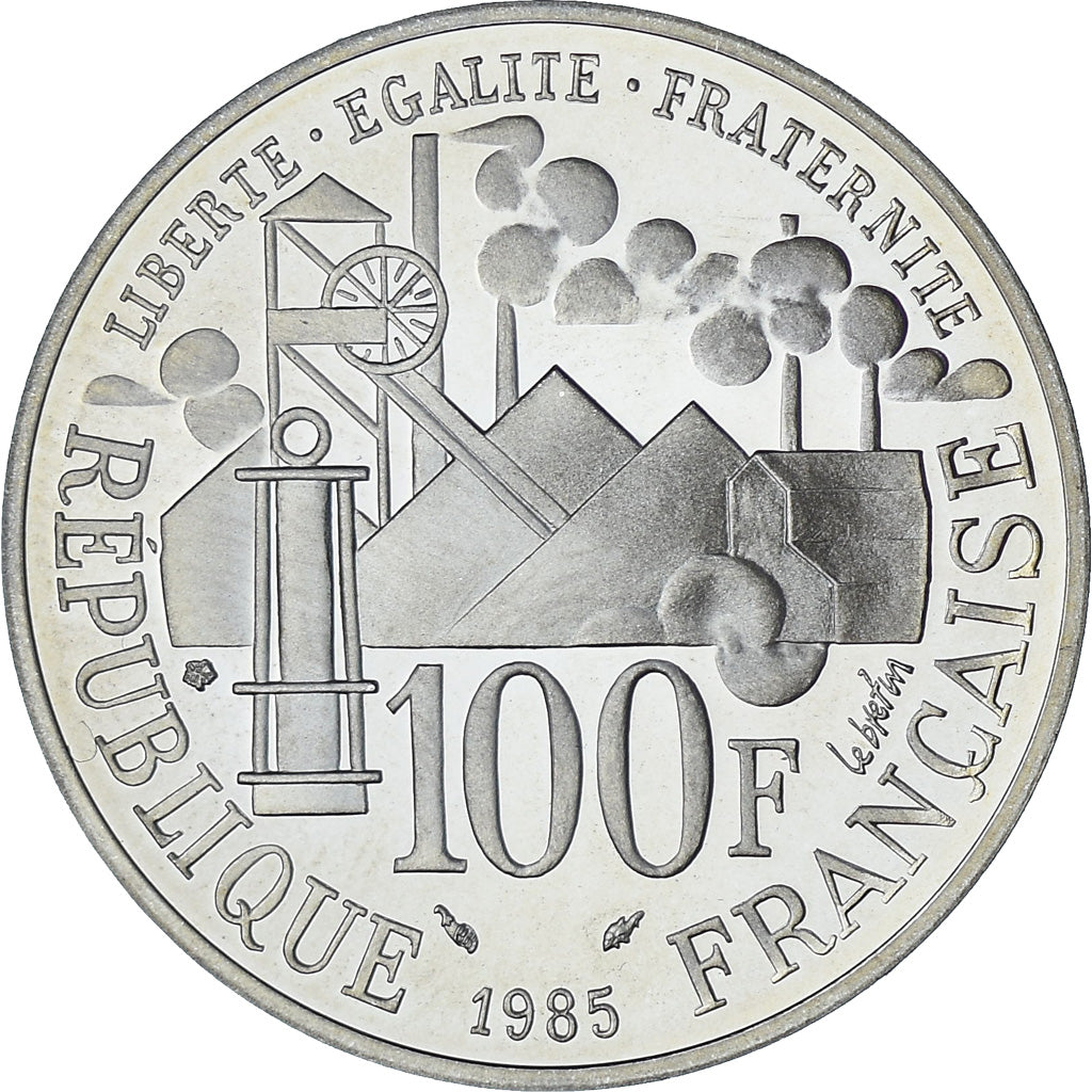 Francia, Germinal, 100 Francs, 1985, BE, FDC, Plata, KM:957
