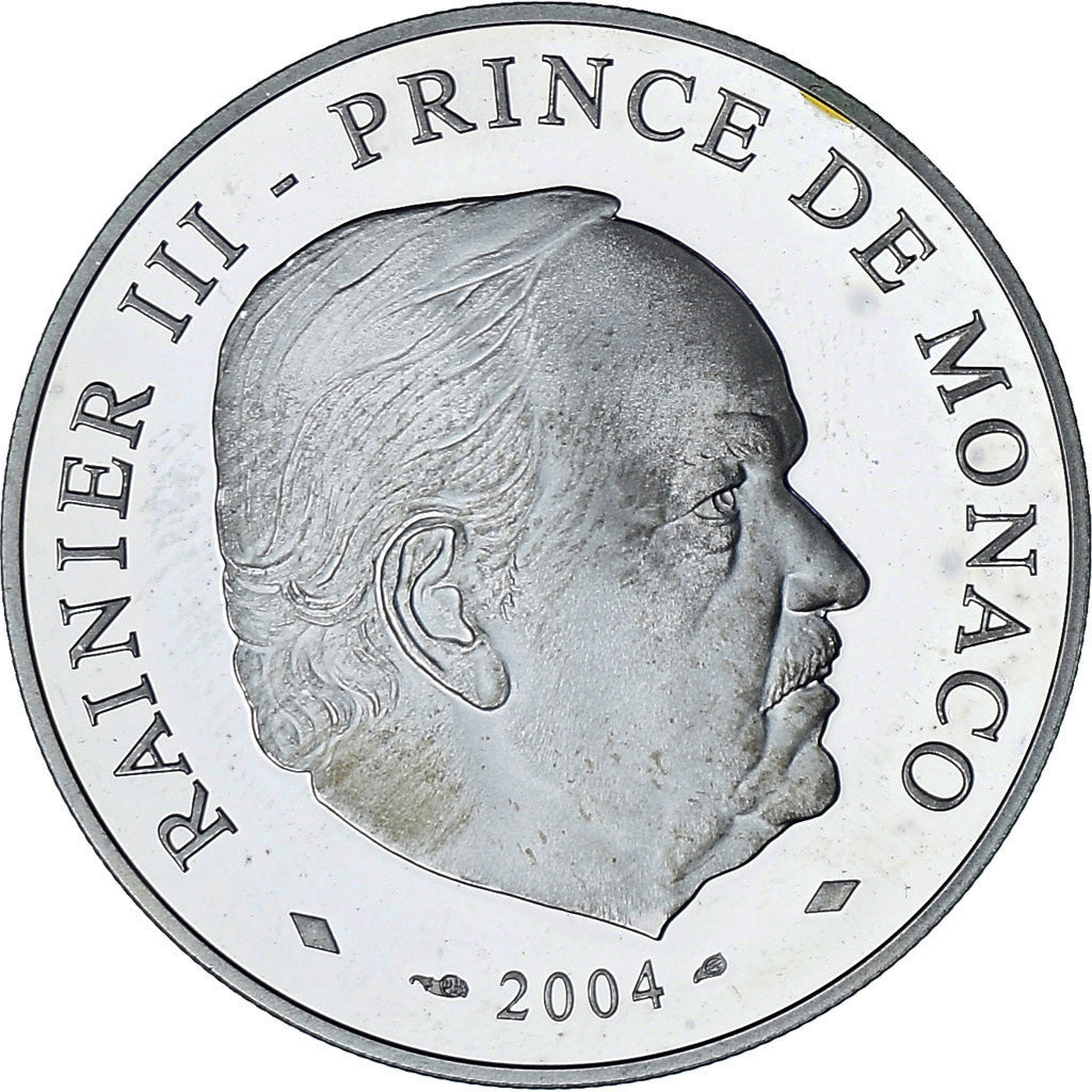 Monaco, Rainier III, 5 Euro, 2004, Paris, MS(64), Silver, KM:180
