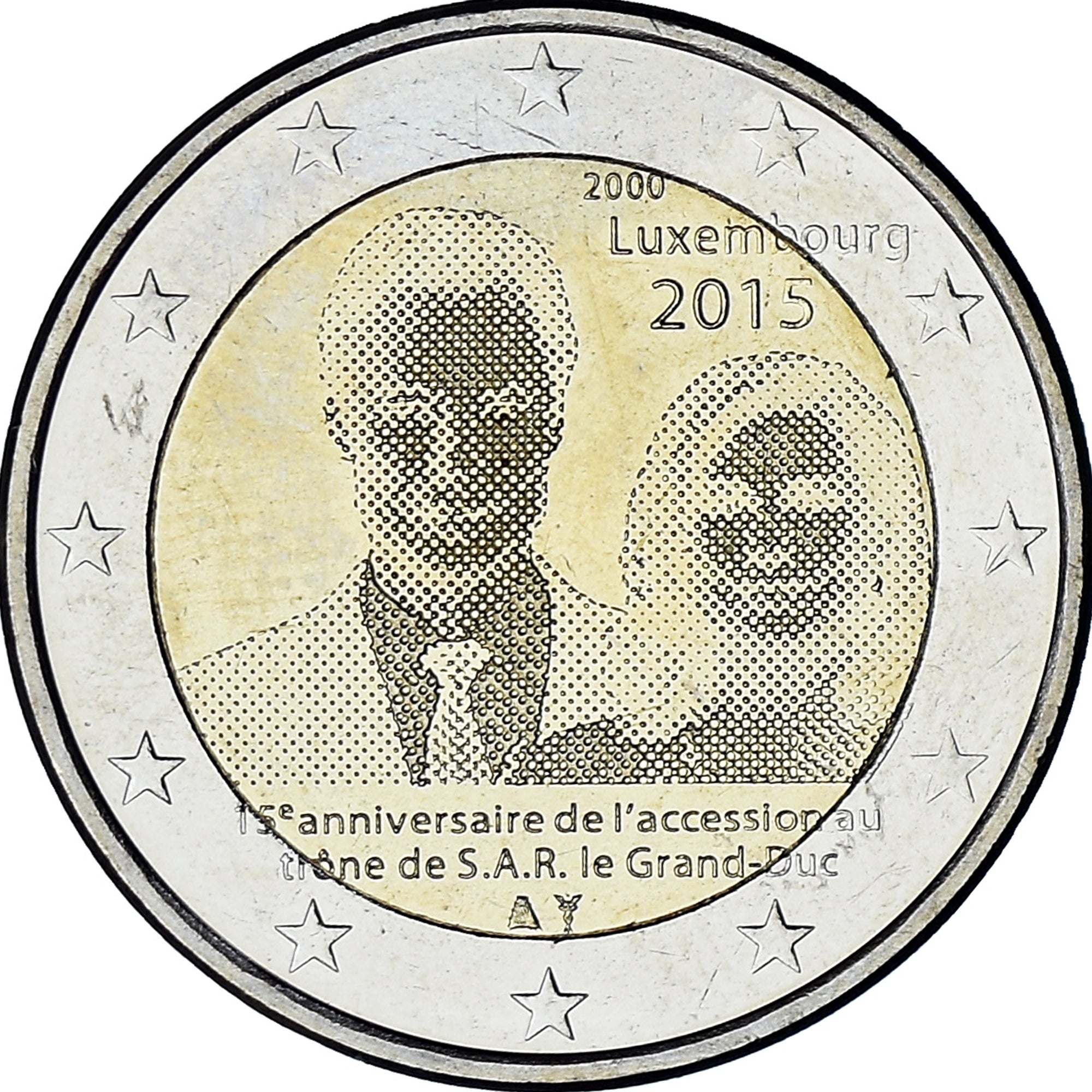 Luxemburgo, 2 Euro, 2015, AU(55-58), Bimetálico