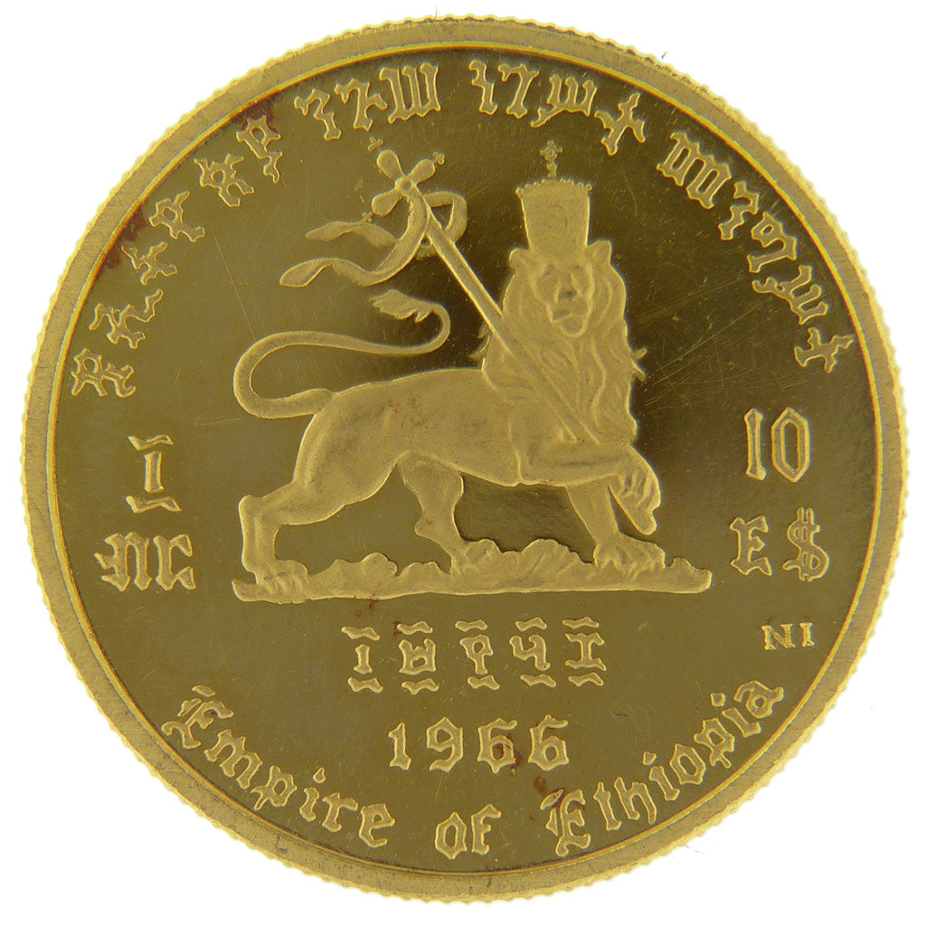 Ethiopia, 10 Dollars, 1966, Addis-Abeba, KM #38, MS(60-62), Gold, 4.02