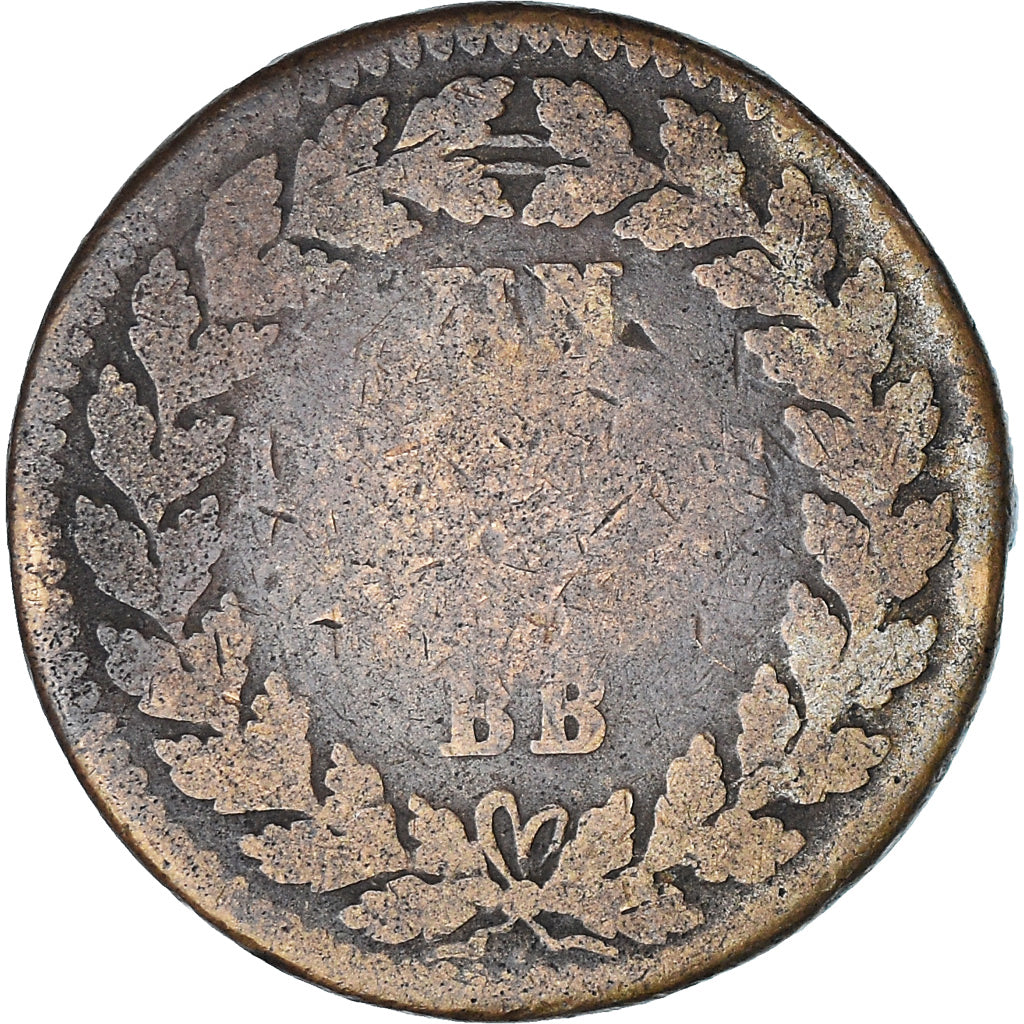 Münze, Frankreich, Louis XVIII, Decime, Strasbourg, S, Bronze, KM:701