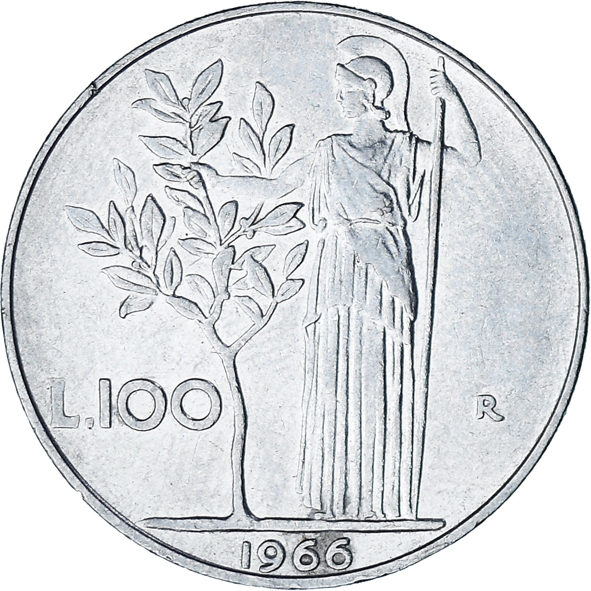 Moeda, Itália, 100 Lire, 1966, Rome, AU(50-53), Aço Inoxidável, KM:96.1