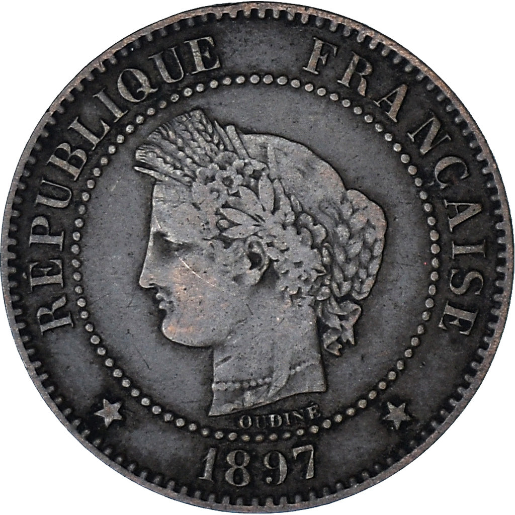 Moeda, França, 2 Centimes, 1897, Paris, EF(40-45), Bronze, Gadoury:105