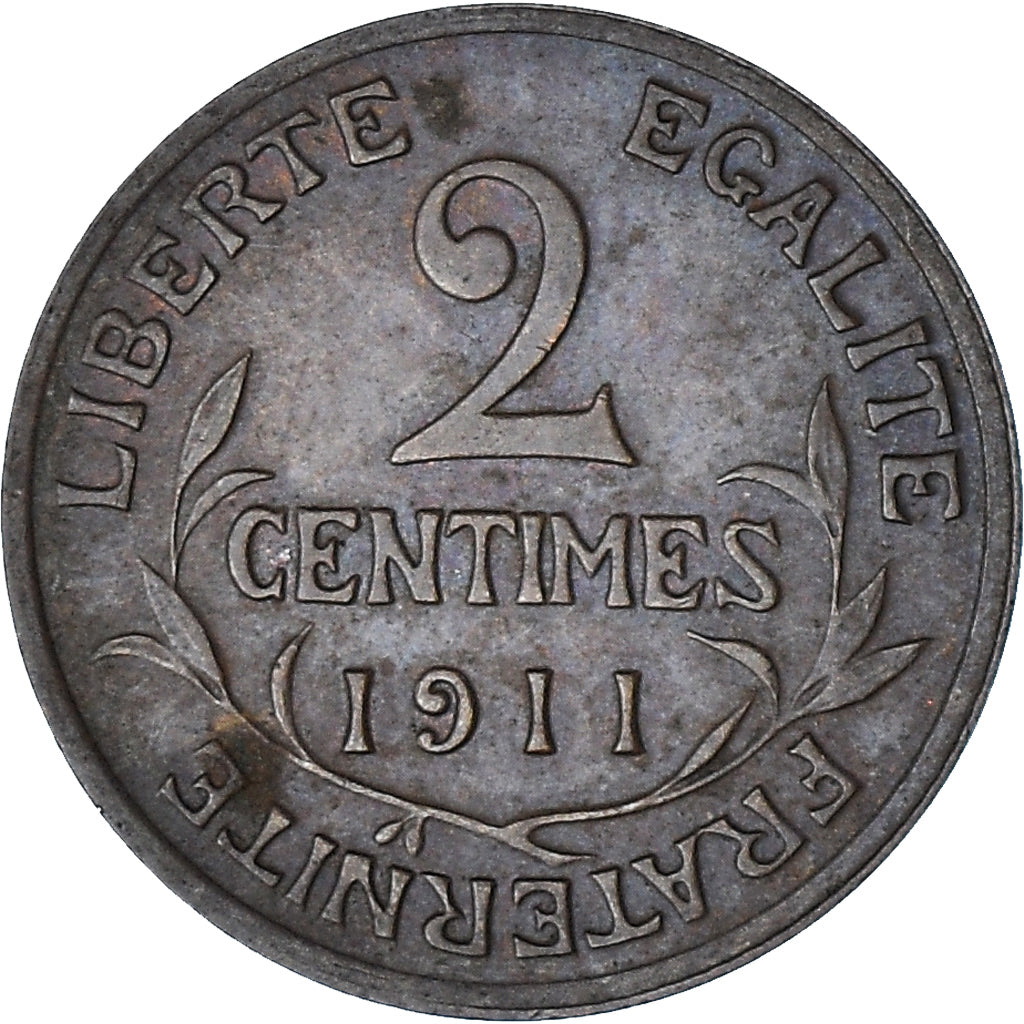 Moneta, Francja, Dupuis, 2 Centimes, 1911, Paris, VF(20-25), Brązowy, KM:841
