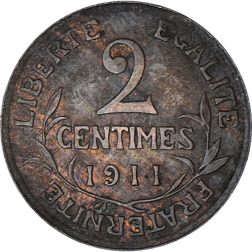 Munten, Frankrijk, Dupuis, 2 Centimes, 1911, Paris, FR, Bronzen, KM:841