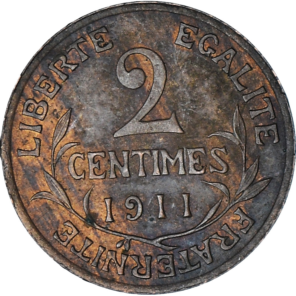 Moneta, Francja, Dupuis, 2 Centimes, 1911, Paris, VF(20-25), Brązowy, KM:841