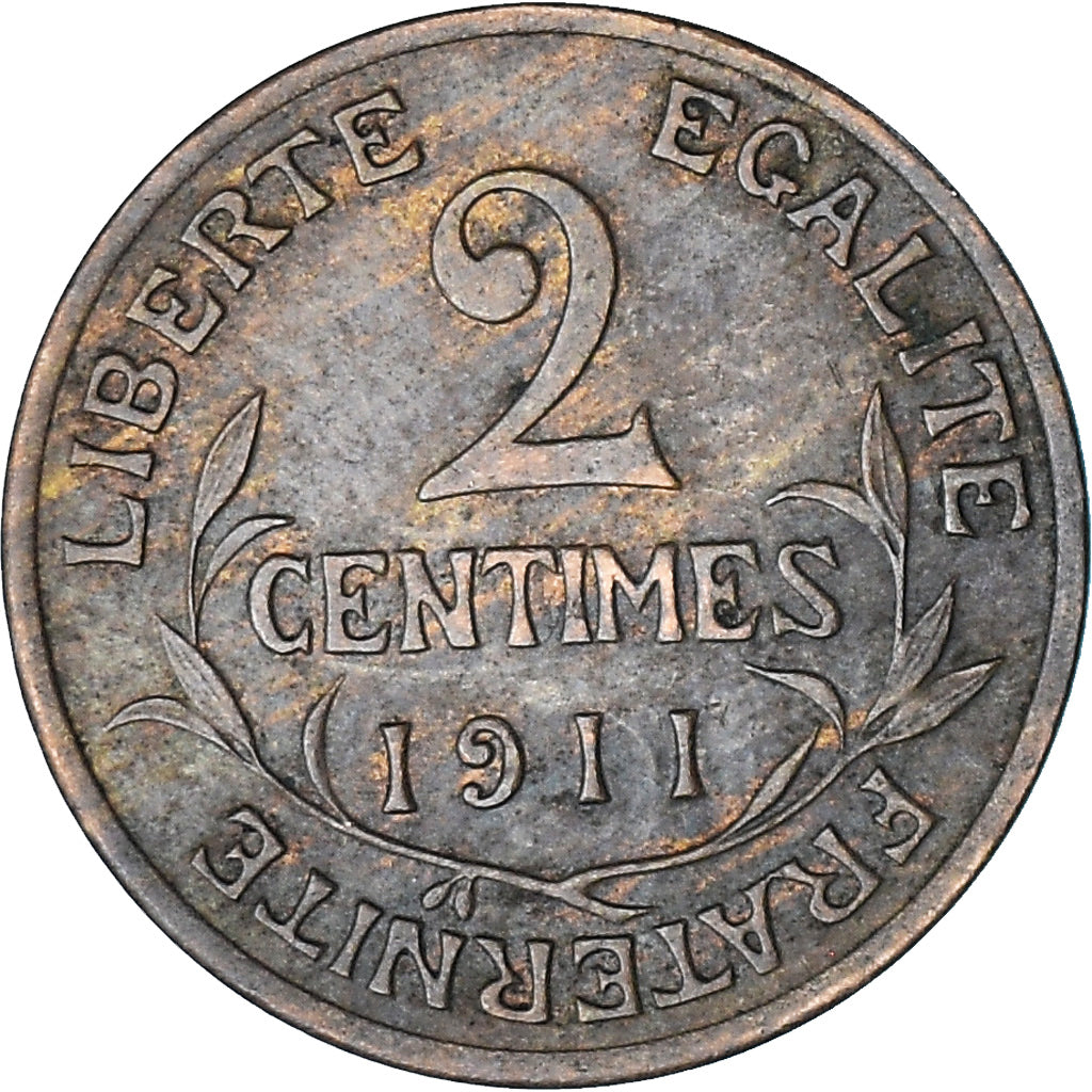 Moneta, Francja, Dupuis, 2 Centimes, 1911, Paris, VF(20-25), Brązowy, KM:841