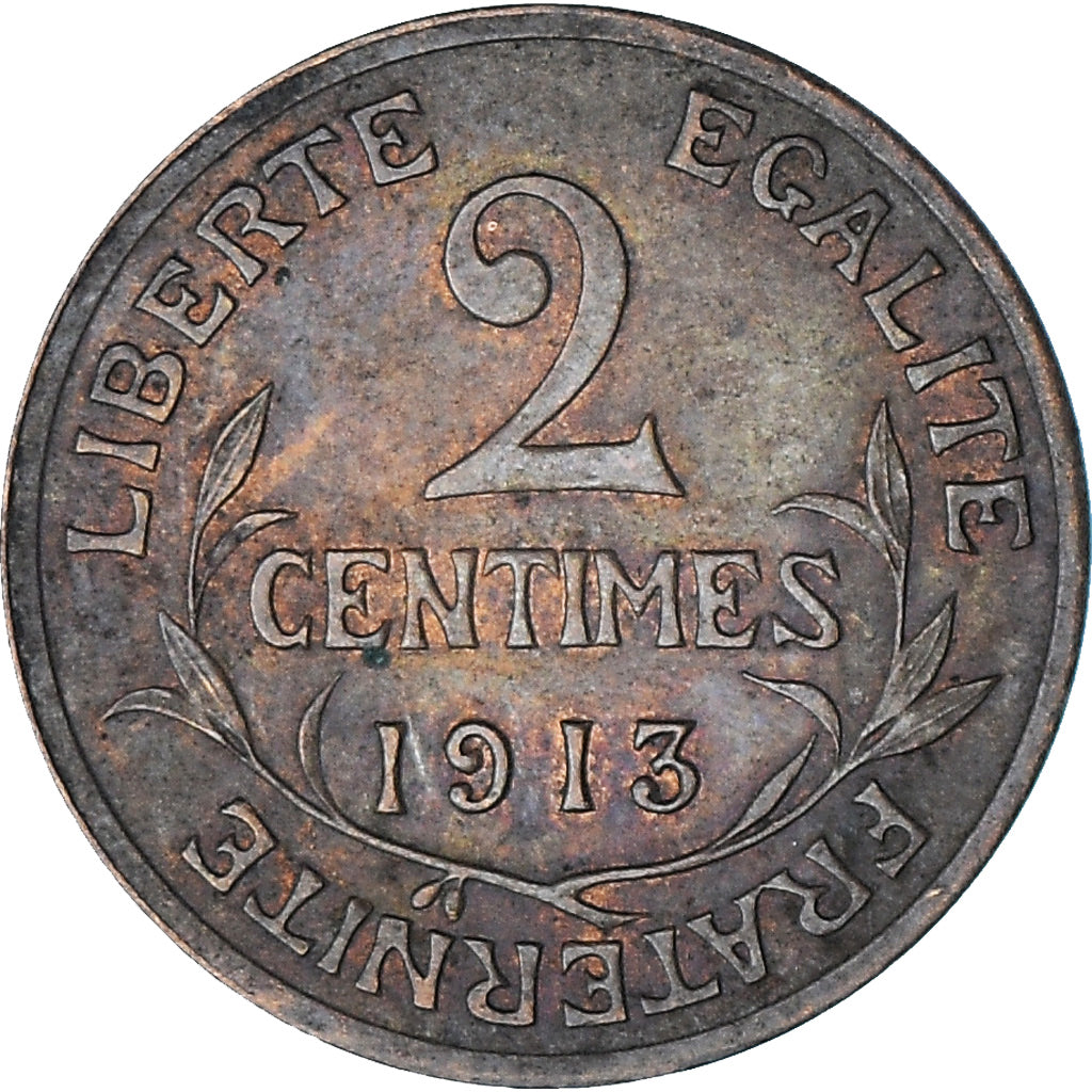 Moneta, Francja, Dupuis, 2 Centimes, 1913, Paris, AU(55-58), Brązowy, KM:841