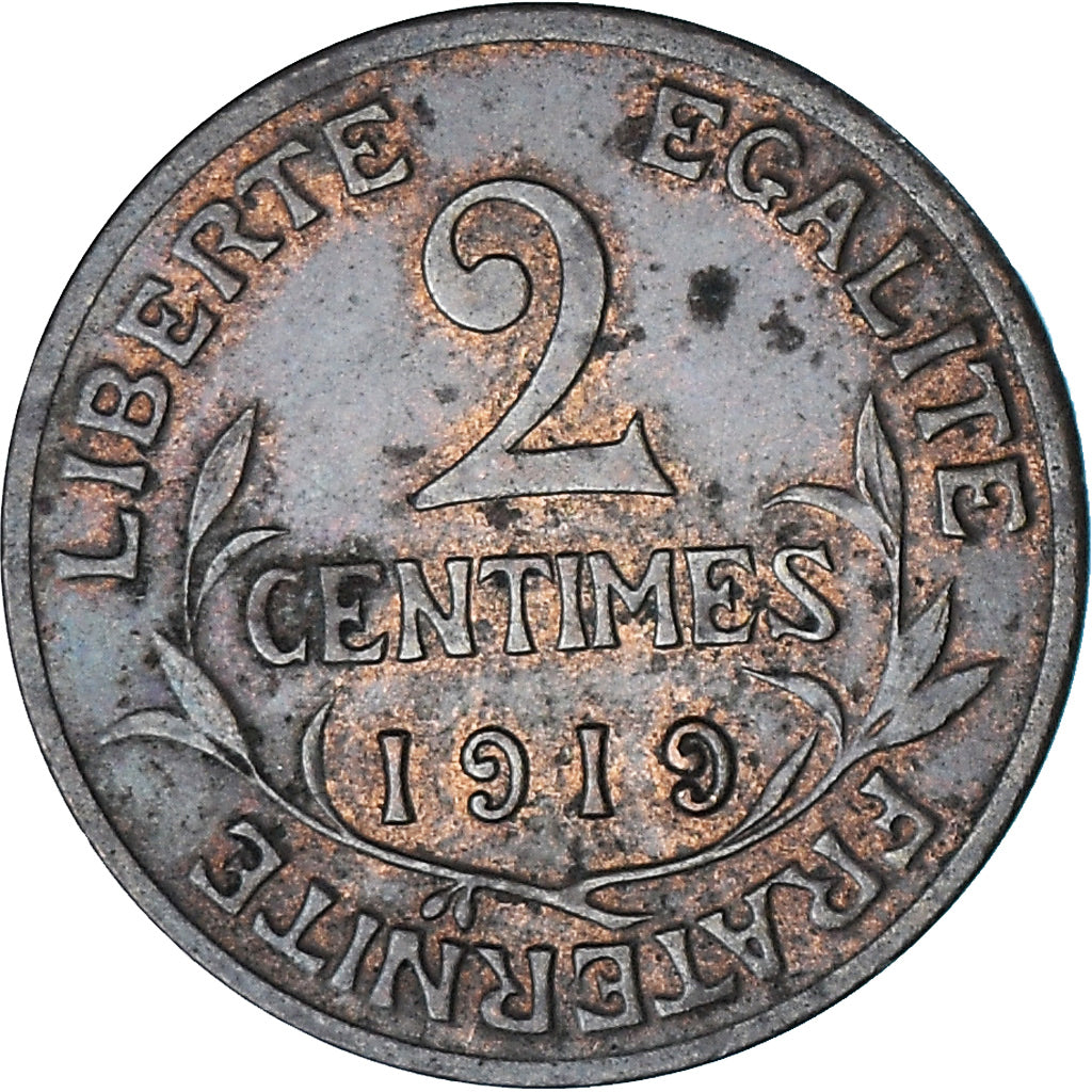 Munten, Frankrijk, Dupuis, 2 Centimes, 1919, Paris, ZF+, Bronzen, KM:841
