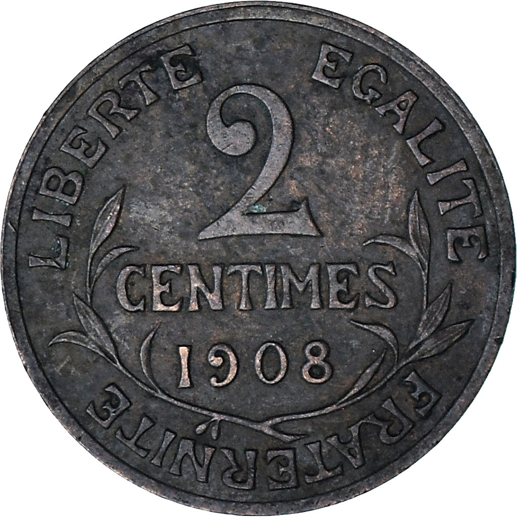 Moneta, Francja, Dupuis, 2 Centimes, 1908, Paris, EF(40-45), Brązowy, KM:841