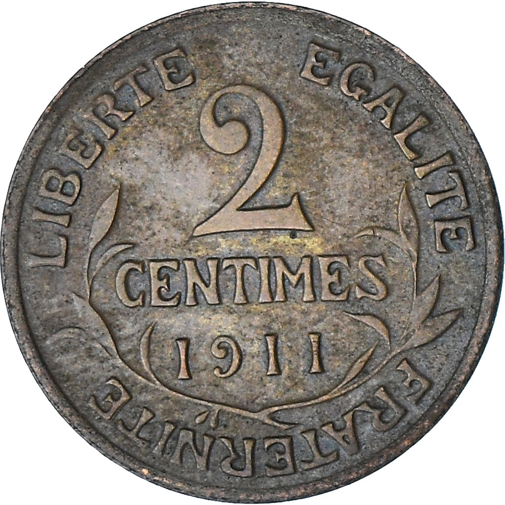 Moneta, Francja, Dupuis, 2 Centimes, 1911, Paris, EF(40-45), Brązowy, KM:841