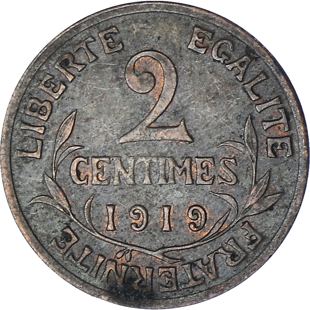 Moneta, Francja, Dupuis, 2 Centimes, 1919, Paris, VF(30-35), Brązowy, KM:841
