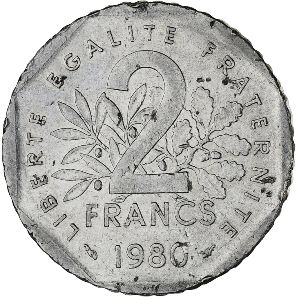 Munten, Frankrijk, Semeuse, 2 Francs, 1980, ZF, Nickel, KM:942.1, Gadoury:547