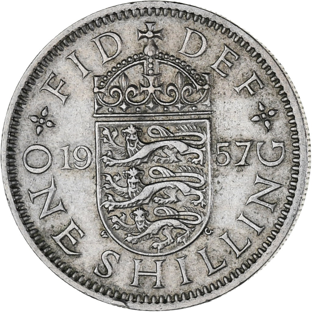 Moeda, Grã-Bretanha, Elizabeth II, Shilling, 1957, AU(55-58), Cobre-níquel