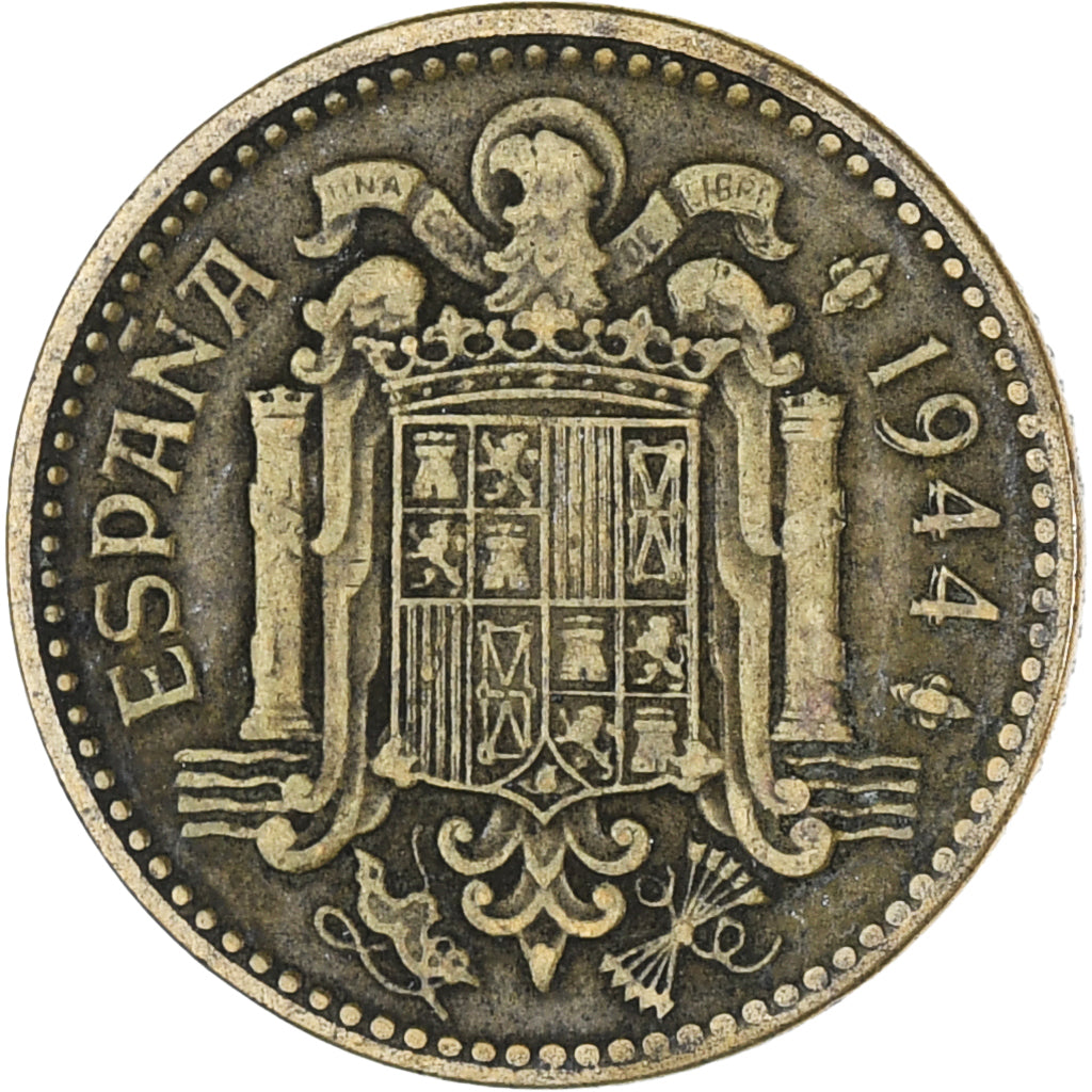 Coin, Spain, Peseta, 1944, EF(40-45), Aluminum-Bronze, KM:767