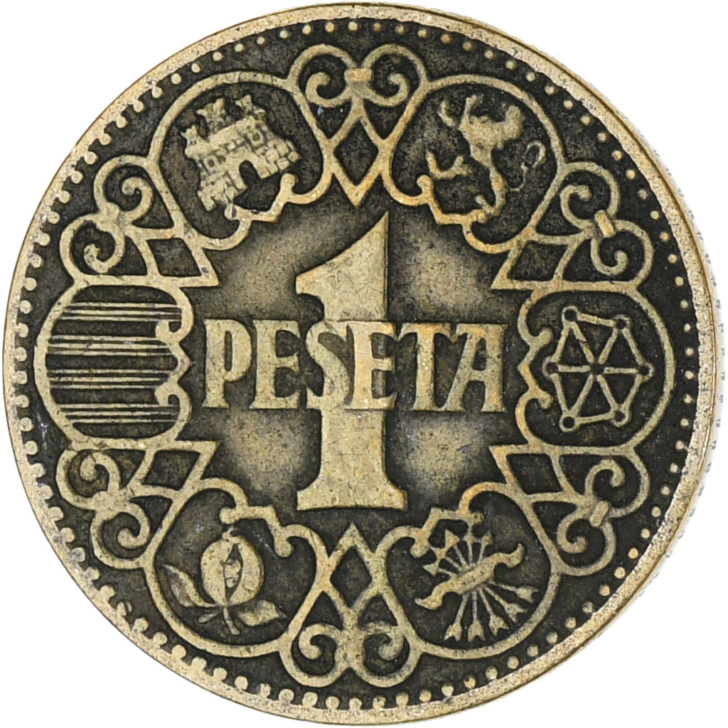 Coin, Spain, Peseta, 1944, EF(40-45), Aluminum-Bronze, KM:767