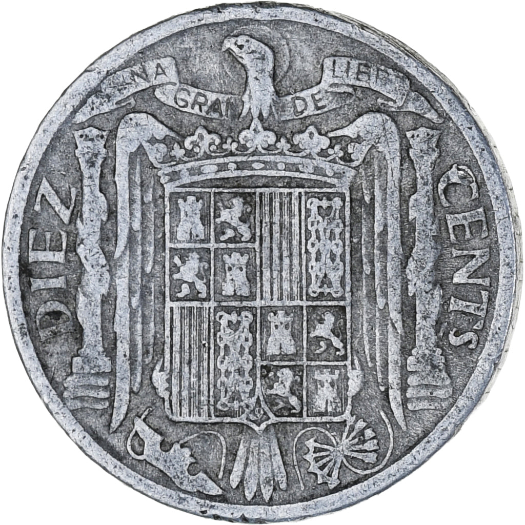 Münze, Spanien, 10 Centimos, 1945, SS, Aluminium, KM:766