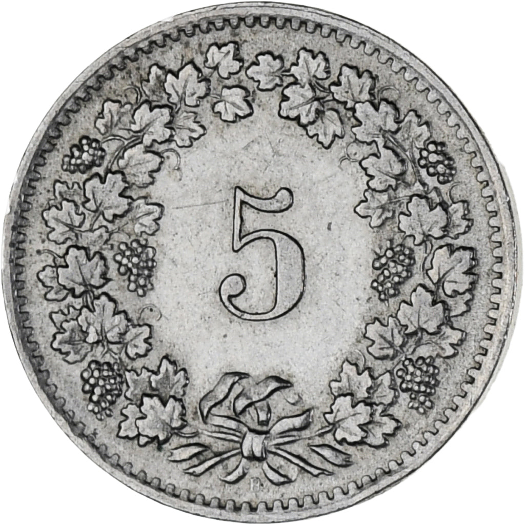 Münze, Schweiz, 5 Rappen, 1964, Bern, VZ, Kupfer-Nickel, KM:26