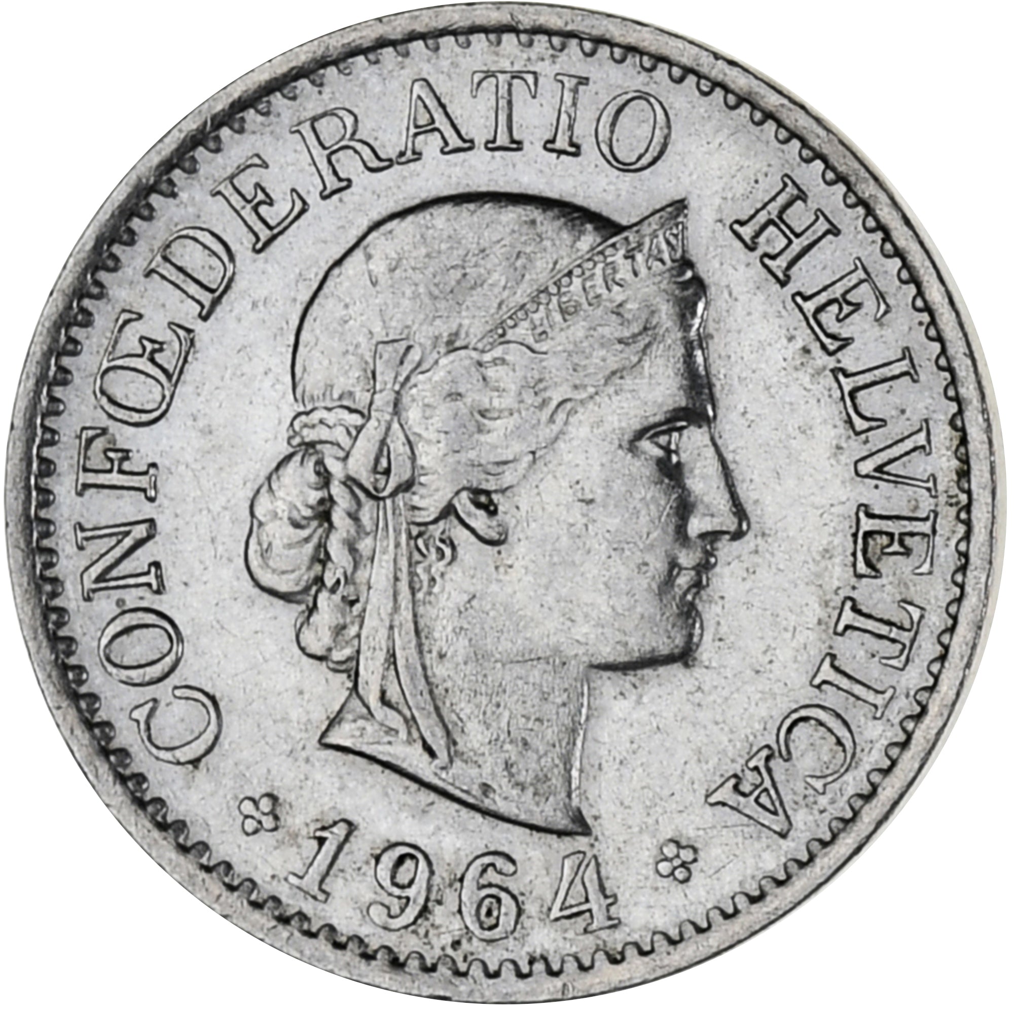 Münze, Schweiz, 10 Rappen, 1964, Bern, VZ, Kupfer-Nickel, KM:27